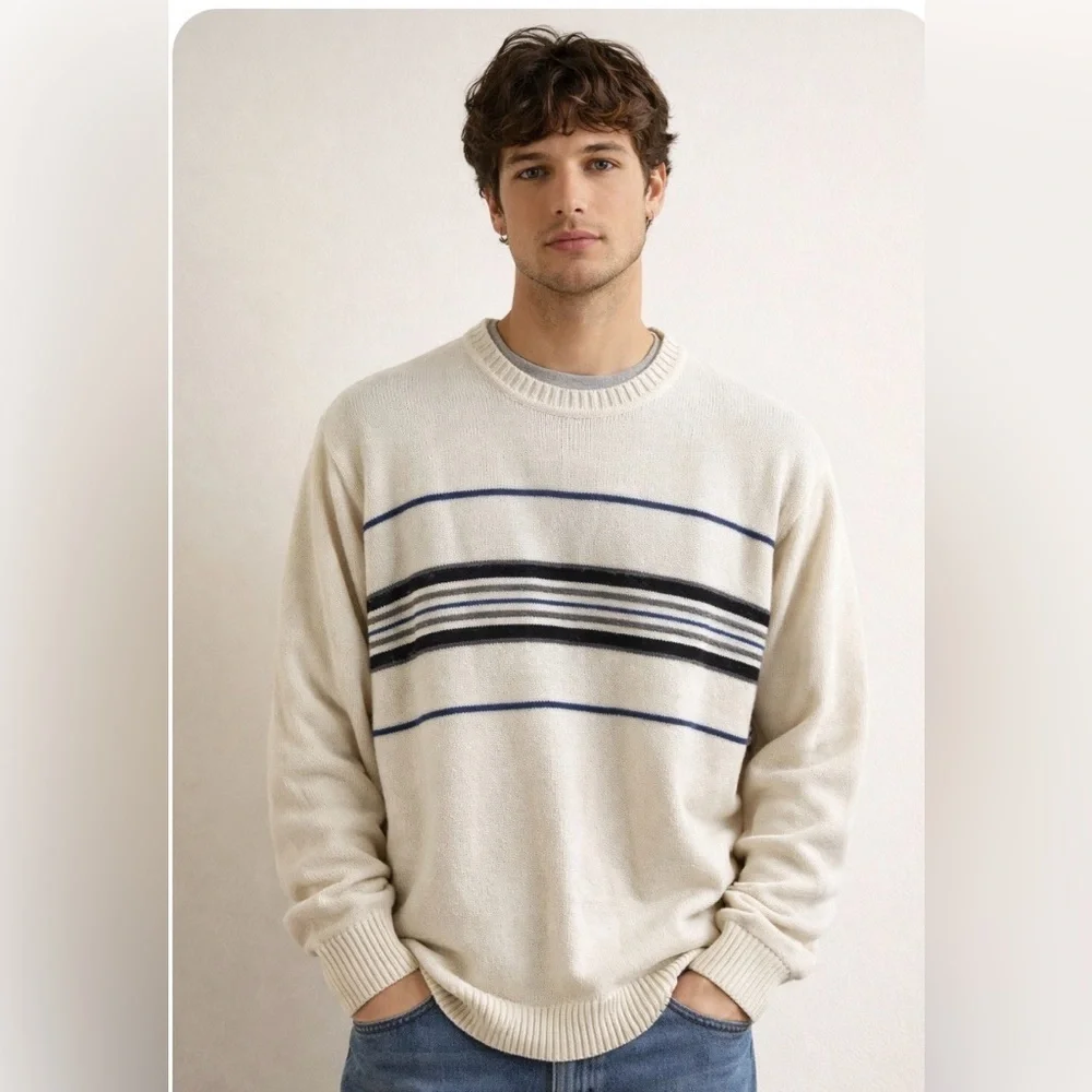 Vintage Alexander Julian Colours Cotton Grandpa Stripe Sweater Men’s Size 2XL